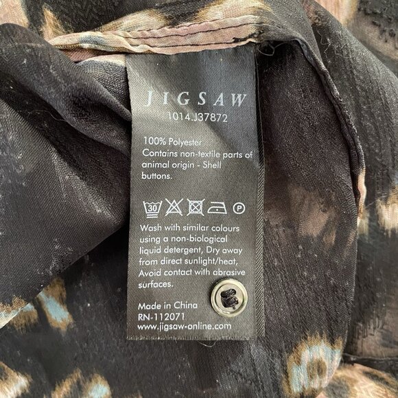 Jigsaw Floral Chiffon Long Sleeve Blouse Size 4 Semi Sheer Textured Flowy Artsy - Picture 9 of 12